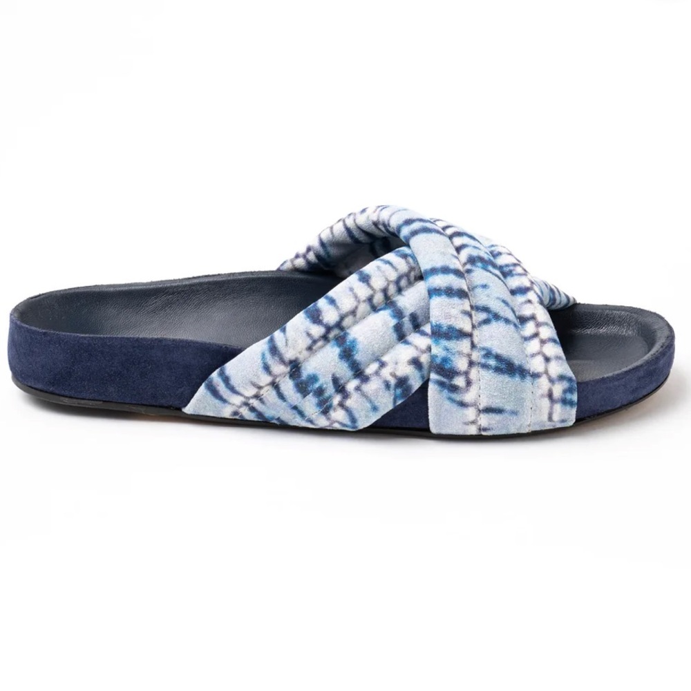 Isabel Marant Blue Tie-Dye Crisscross Slide Sandals